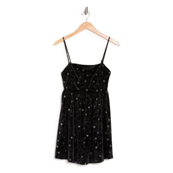 Elodie Glitter Star Velvet Minidress In Black Size XL - Picture 4 of 9
